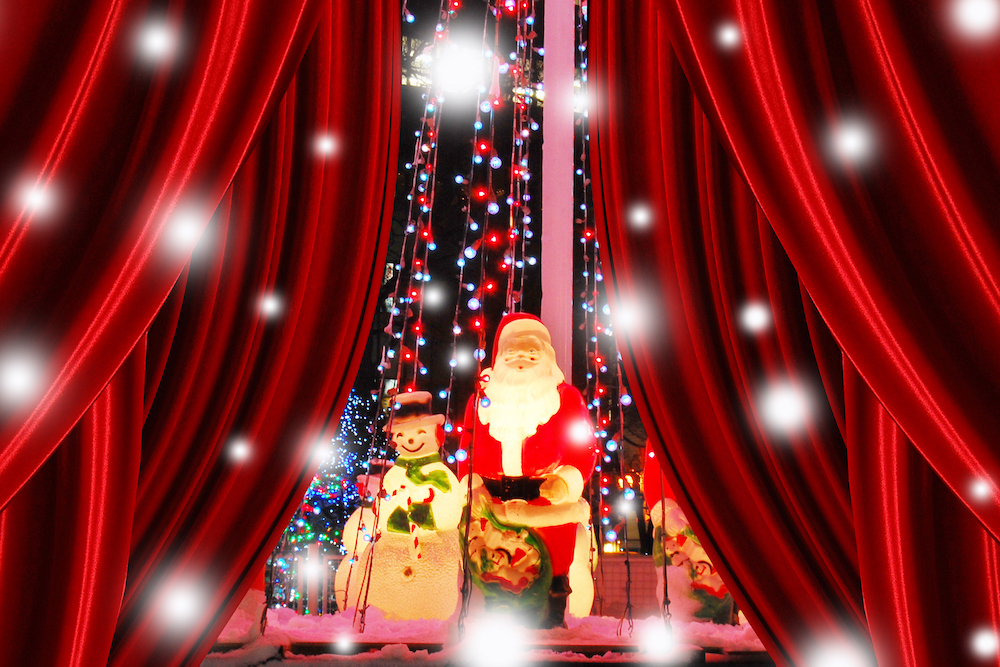 Christmas decorations on stage