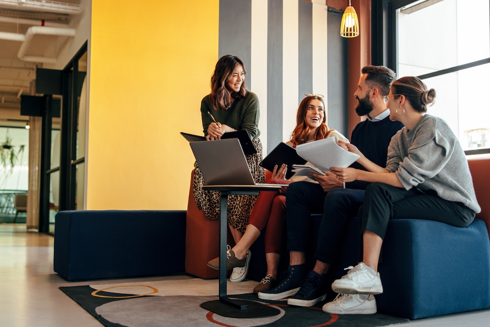 meeting between four coworkers