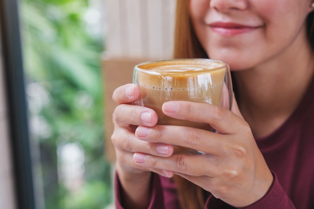 woman drinking coffee